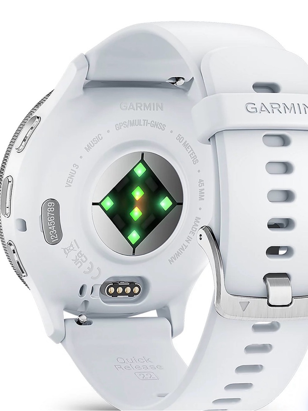 garmin White GPS Smartwatch - Venu 3S Back View